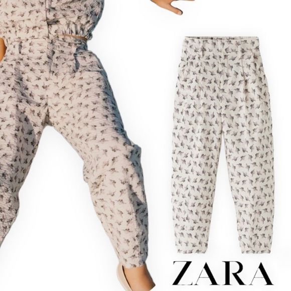 Zara Other - ZARA Kids | Beige | SEERSUCKER FLOWERS PANTS